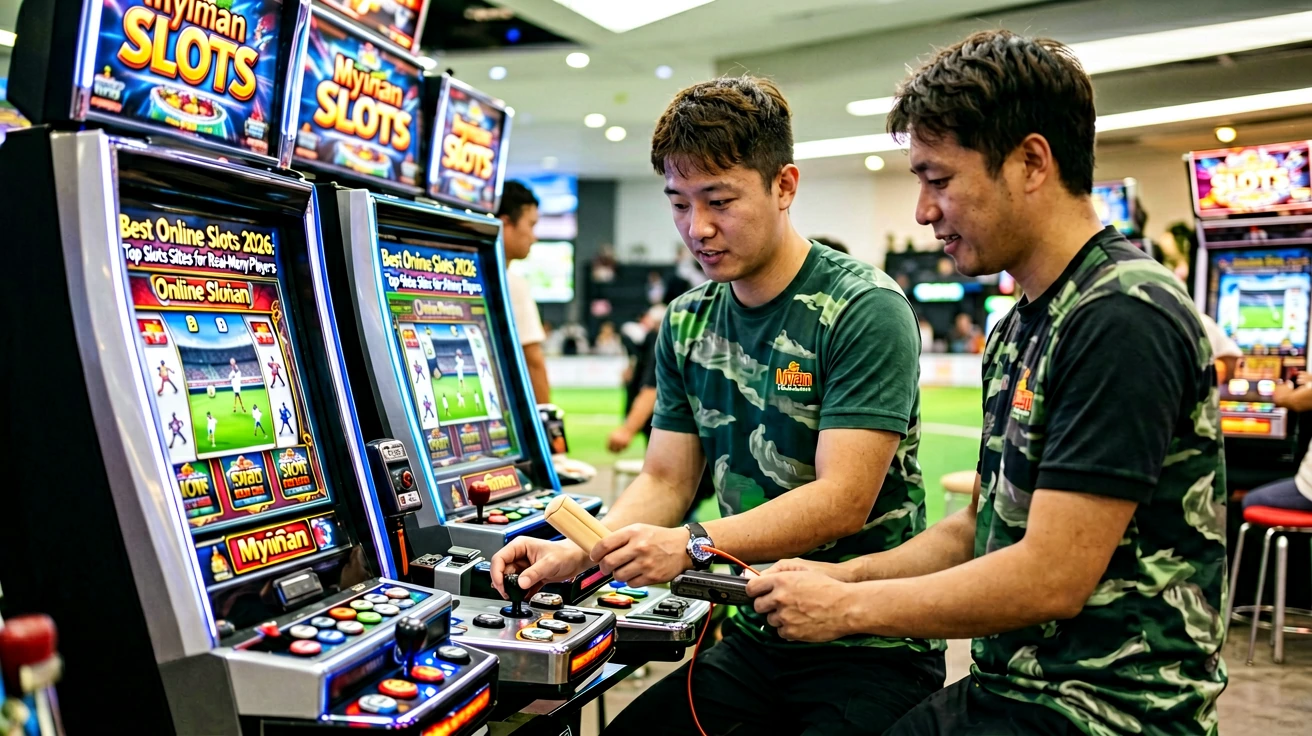 Classic reel slot machine နှင့် Megaways video slot screen နှစ်မျိုးကိုယှဉ်တင်ပြထားသော ပုံရိပ်